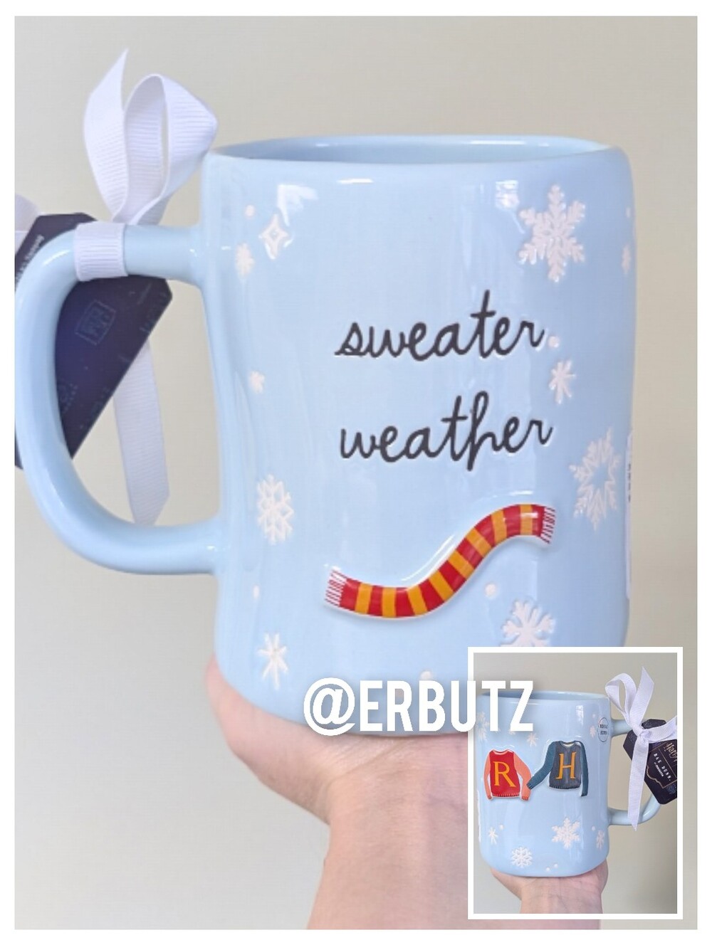 Rae Dunn x Harry Potter SWEATER WEATHER Mug with Harry & Ron Sweaters Design 🧣